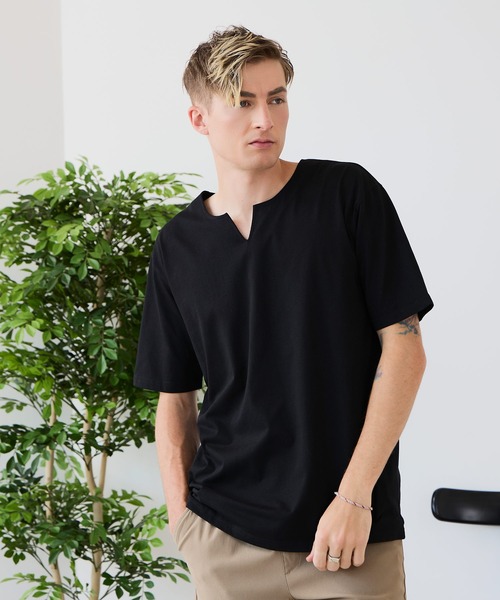 UNIIT(ユニット)の「【汗染みの目立ちにくいTシャツ ZEROSTAIN/ゼロステイン】キーネックTシャツ 防汚 UVカット 綿タッチ・厚手(Tシャツ/カットソー・メンズ・オフホワイト/ホワイト/ネイビー/ブラック・X-LARGE/LARGE/MEDIUM)」の15枚目の写真