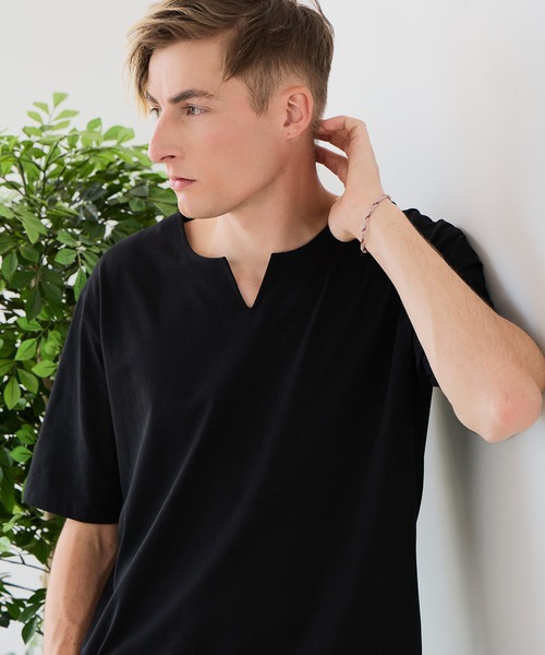 UNIIT(ユニット)の「【汗染みの目立ちにくいTシャツ ZEROSTAIN/ゼロステイン】キーネックTシャツ 防汚 UVカット 綿タッチ・厚手(Tシャツ/カットソー・メンズ・オフホワイト/ホワイト/ネイビー/ブラック・X-LARGE/LARGE/MEDIUM)」の20枚目の写真