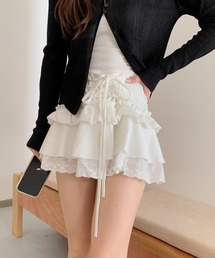 HOOK（フック）の「【HOOK】for girls レース切替フリルティアードミニスカート（スカート）」