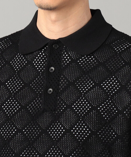 COMME CA MEN(コムサメン)の「メッシュ編み ニットポロ(ニット/セーター・メンズ・ブラック・M/L)」の9枚目の写真