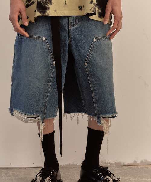 LIBERE（リベーレ）の「LIBERE リベーレ / WORK HALF PANTS ワイドシルエットペインターハーフパンツ / 251312-251313（デニムパンツ・メンズ・ブラック/ブルー・MEDIUM/SMALL/LARGE）」の17枚目の写真