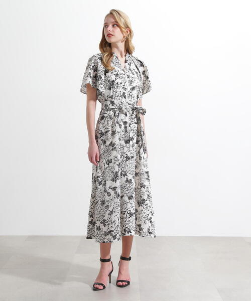 セール】◇フラワープリントタックスリーブワンピース（ワンピース