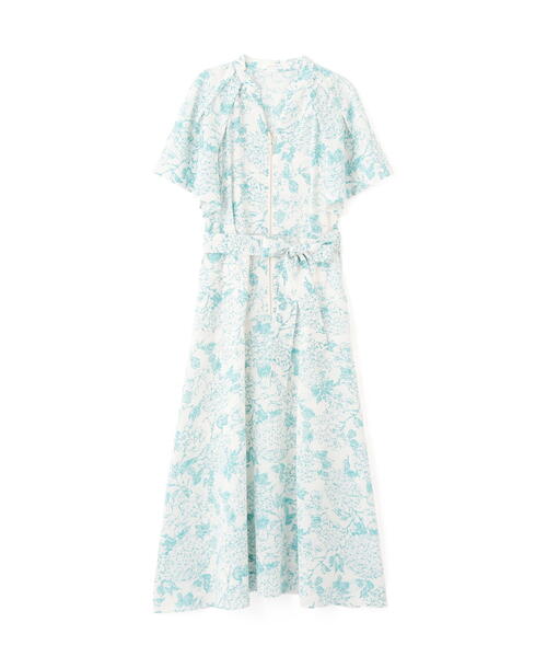 セール】◇フラワープリントタックスリーブワンピース