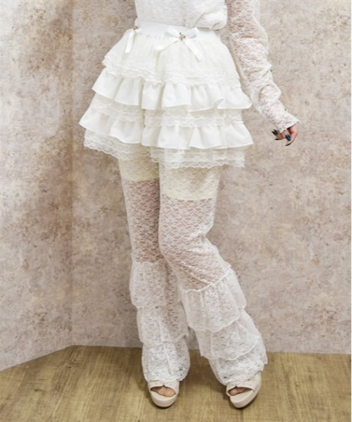 axes femme（アクシーズファム）の「ペチパン付レースレギンス（その他パンツ・レディース・ブラック/ホワイト・FREE）」の2枚目の写真