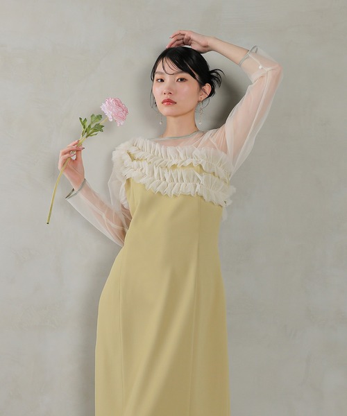チュールフリル カーブライン ドレス 結婚式 お呼ばれ オケージョン Kana（カナ）の「チュールフリル カーブライン ドレス 結婚式 お呼ばれ