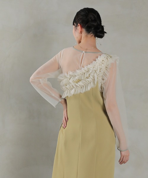 チュールフリル カーブライン ドレス 結婚式 お呼ばれ オケージョン チュールフリル カーブライン ドレス 結婚式 お呼ばれ オケージョン