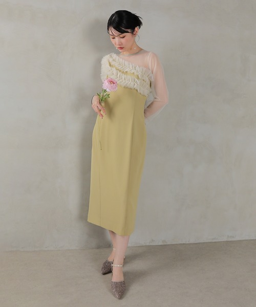 Kana チュールフリル カーブライン ドレス チュールフリル カーブライン ドレス 結婚式 お呼ばれ オケージョン