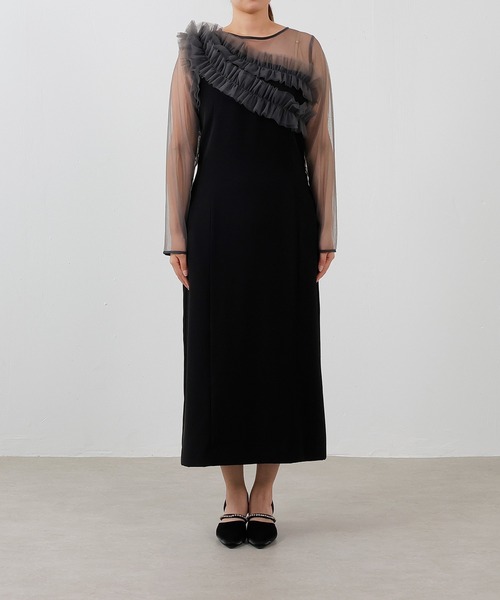 Kana チュールフリル カーブライン ドレス チュールフリル カーブライン ドレス 結婚式 お呼ばれ オケージョン