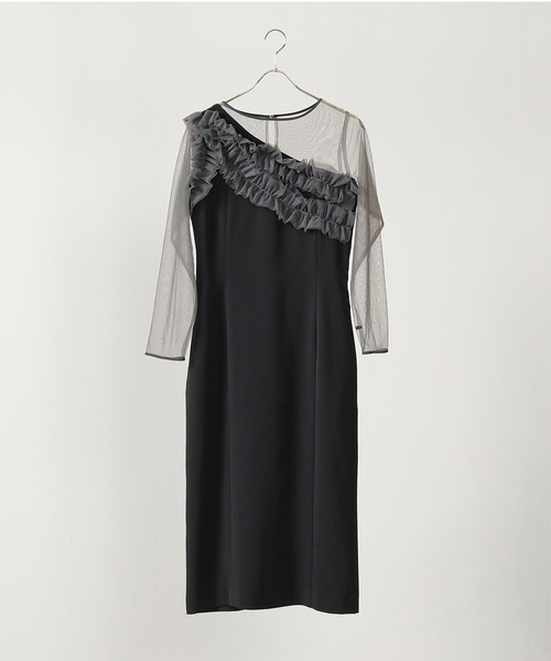 Kana チュールフリル カーブライン ドレス チュールフリル カーブライン ドレス 結婚式 お呼ばれ オケージョン