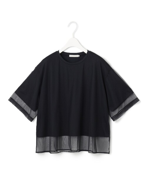 新品　ICB 今季物チュールレイヤード カットソー　半袖シャツ　L 新品 ICB 今季物チュールレイヤード カットソー 半袖シャツ L