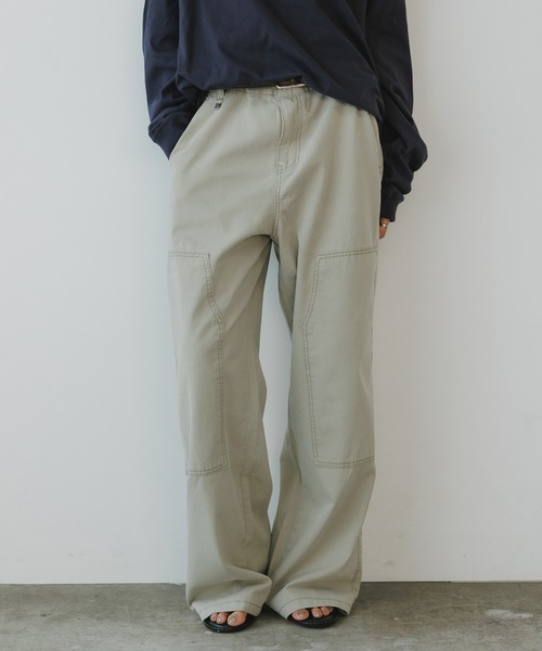 KUME/クメ Semi Wide Cargo Work Denim Pants デニム 夏物 夏服