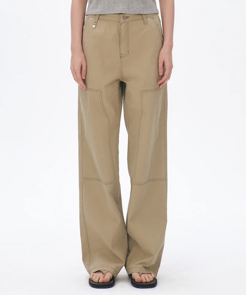 KUME(クメ)の「KUME/クメ Semi Wide Cargo Work Denim Pants デニム 秋物 秋服 2026年秋冬(デニムパンツ・レディース・オリーブ・S/M/L)」の4枚目の写真