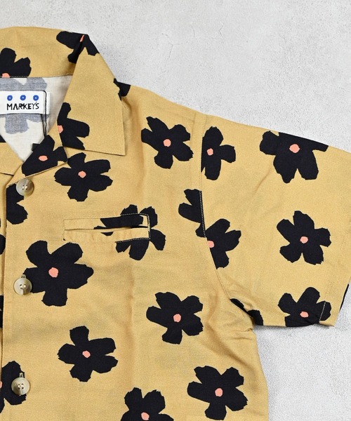 MARKEY'S（マーキーズ）の「総柄オープンカラー半袖シャツ【セットアップ可能】（セットアップ・キッズ・ブルー/ベージュ・90/100/110/120/130/140/150）」の5枚目の写真