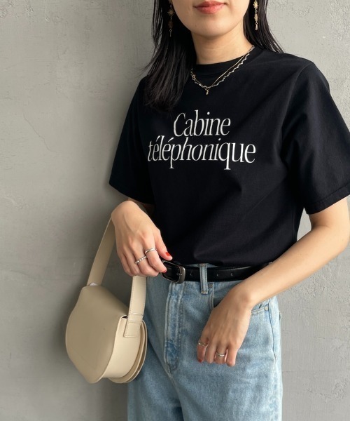 THE SHINZONE（ザ　シンゾーン）の「[THE SHINZONE/ザ シンゾーン] キャビン テレフォン Tシャツ（Tシャツ/カットソー・レディース・ホワイト/ブラック・0）」の2枚目の写真