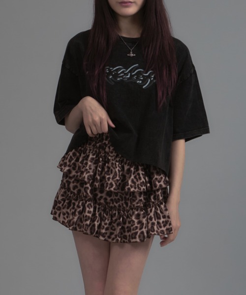tinkerend(ティンカーエンド)の「y2k metallic SS T-shirt / y2kメタリックショート丈半袖Tシャツ(Tシャツ/カットソー・レディース・ブラック・XL/L/M)」の1枚目の写真