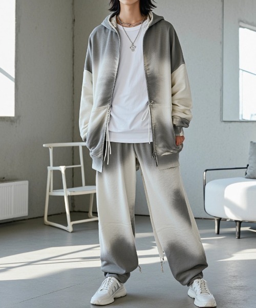 A'GEM/9 × .kom 『ARULE/アルール』 スプレー加工スウェットパンツ