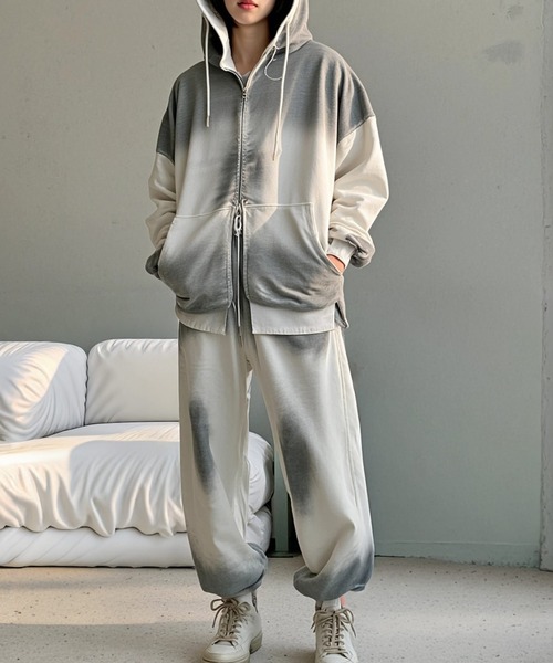 A'GEM/9 × .kom 『ARULE/アルール』 スプレー加工スウェットパンツ