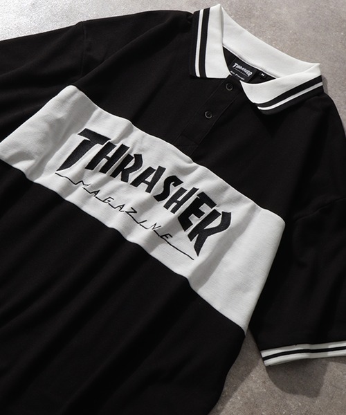 THRASHER(スラッシャー)の「【THRASHER/スラッシャー】ロゴ刺繍ライン半袖ポロTシャツ(ポロシャツ・メンズ・ネイビー/ブラック/ホワイト・M/L/XL)」の10枚目の写真