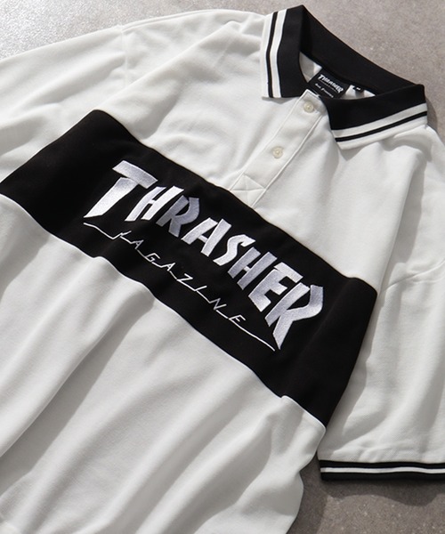 THRASHER(スラッシャー)の「【THRASHER/スラッシャー】ロゴ刺繍ライン半袖ポロTシャツ(ポロシャツ・メンズ・ネイビー/ブラック/ホワイト・M/L/XL)」の9枚目の写真