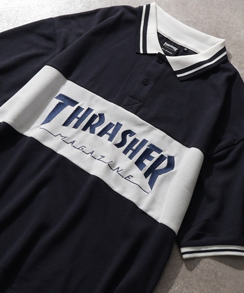 THRASHER(スラッシャー)の「【THRASHER/スラッシャー】ロゴ刺繍ライン半袖ポロTシャツ(ポロシャツ・メンズ・ネイビー/ブラック/ホワイト・M/L/XL)」の11枚目の写真