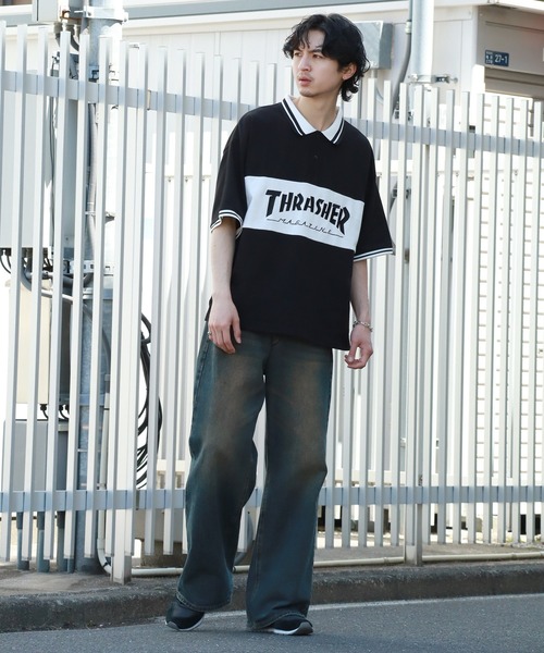 THRASHER(スラッシャー)の「【THRASHER/スラッシャー】ロゴ刺繍ライン半袖ポロTシャツ(ポロシャツ・メンズ・ネイビー/ブラック/ホワイト・M/L/XL)」の21枚目の写真