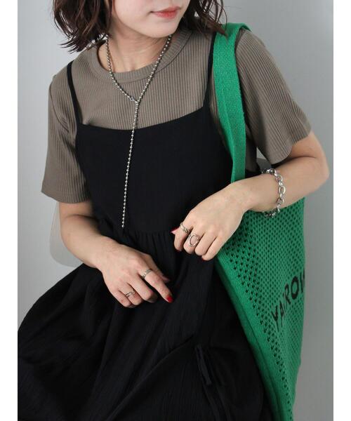 ehka sopo(エヘカソポ)の「柄アソートリブクルーカットソー(Tシャツ/カットソー・レディース・キナリ/モカ/オフホワイト/ブラック・F)」の4枚目の写真