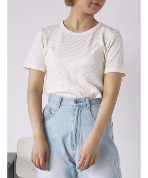 ehka sopo(エヘカソポ)の「柄アソートリブクルーカットソー(Tシャツ/カットソー・レディース・キナリ/モカ/オフホワイト/ブラック・F)」の10枚目の写真