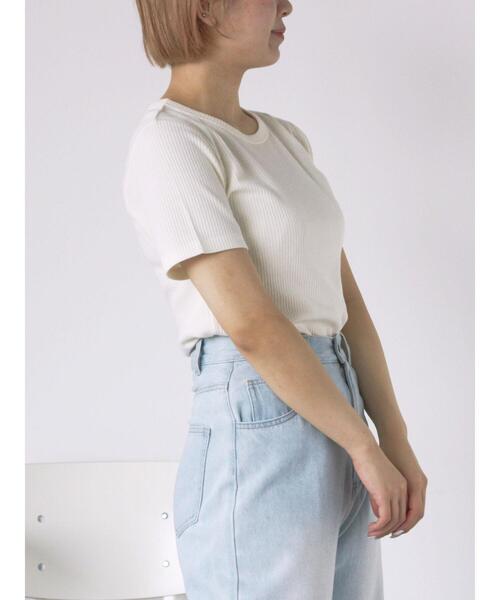 ehka sopo(エヘカソポ)の「柄アソートリブクルーカットソー(Tシャツ/カットソー・レディース・キナリ/モカ/オフホワイト/ブラック・F)」の12枚目の写真