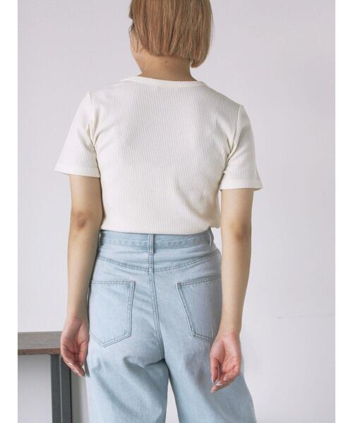 ehka sopo(エヘカソポ)の「柄アソートリブクルーカットソー(Tシャツ/カットソー・レディース・キナリ/モカ/オフホワイト/ブラック・F)」の13枚目の写真