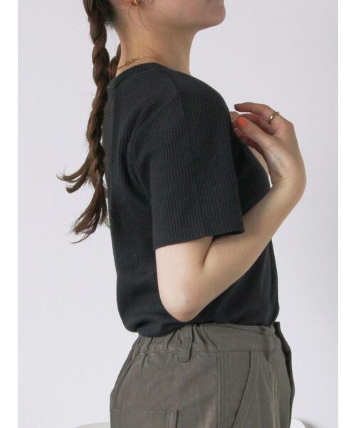 ehka sopo(エヘカソポ)の「柄アソートリブクルーカットソー(Tシャツ/カットソー・レディース・キナリ/モカ/オフホワイト/ブラック・F)」の15枚目の写真