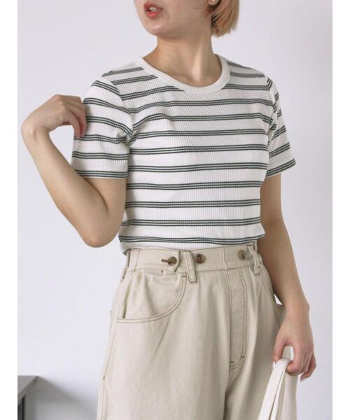 ehka sopo(エヘカソポ)の「柄アソートリブクルーカットソー(Tシャツ/カットソー・レディース・キナリ/モカ/オフホワイト/ブラック・F)」の21枚目の写真