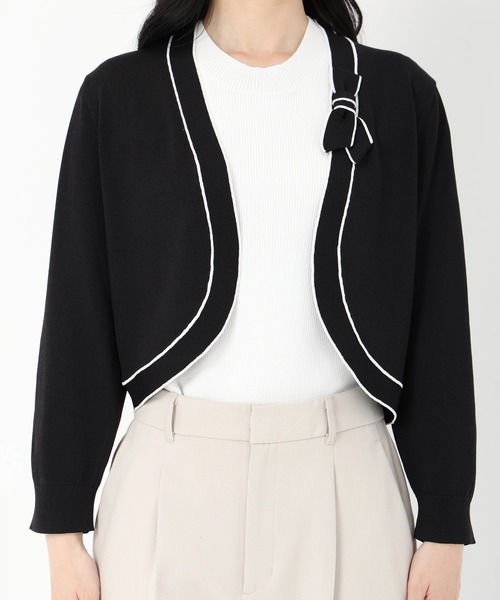 UNIVERVAL MUSE（ユニバーバル ミューズ）の「バイカラーリボンボレロ（カーディガン/ボレロ・レディース・ブラック/オフホワイト・2）」の9枚目の写真