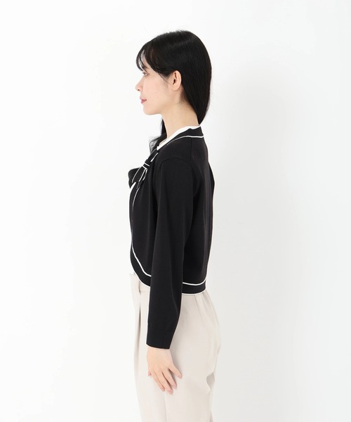 UNIVERVAL MUSE（ユニバーバル ミューズ）の「バイカラーリボンボレロ（カーディガン/ボレロ・レディース・ブラック/オフホワイト・2）」の5枚目の写真