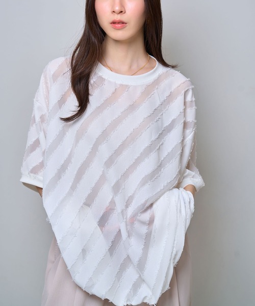 Nora Lily(ノラリリー)の「【Nora Lily】Sheer Gather Pullover(UNISEX)(その他トップス・メンズ・レッド/ライトブルー/ホワイト/ブラック・FREE)」の8枚目の写真