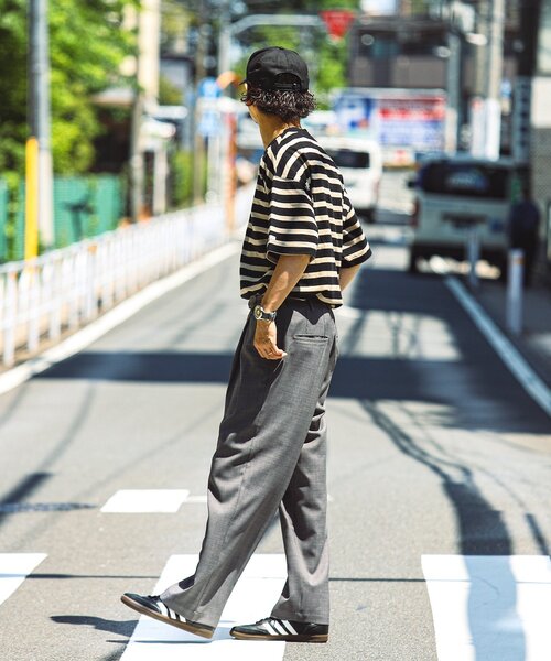 JOURNAL STANDARD relume(ジャーナルスタンダード レリューム)の「HARDIN KNITWEAR 別注 天竺 ボーダー Tシャツ(Tシャツ/カットソー・メンズ・サックスブルー/ブラック/オレンジ/ブルー系その他/ネイビー・LARGE/MEDIUM)」の15枚目の写真