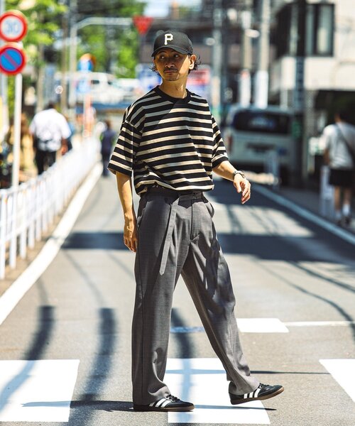 JOURNAL STANDARD relume(ジャーナルスタンダード レリューム)の「HARDIN KNITWEAR 別注 天竺 ボーダー Tシャツ(Tシャツ/カットソー・メンズ・サックスブルー/ブラック/オレンジ/ブルー系その他/ネイビー・LARGE/MEDIUM)」の16枚目の写真