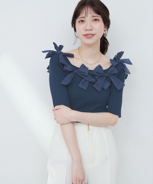 ANNA MOLINARI COUTURE リブ リボン ニット D ANNA MOLINARI COUTURE リブ リボン ニット D