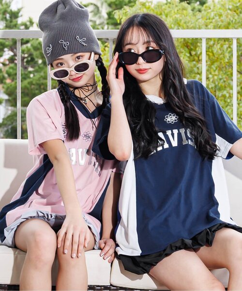 algy（アルジー）の「衿付きBIGT（Tシャツ/カットソー・キッズ・オフホワイト/ピンク/ネイビー・XX-SMALL/X-SMALL/MEDIUM/SMALL）」の3枚目の写真