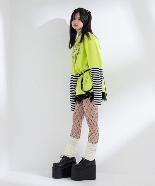 tシャツ ロゴボーダー長袖レイヤードカットソー レディース ロゴボーダー長袖レイヤードカットソー – レディース
