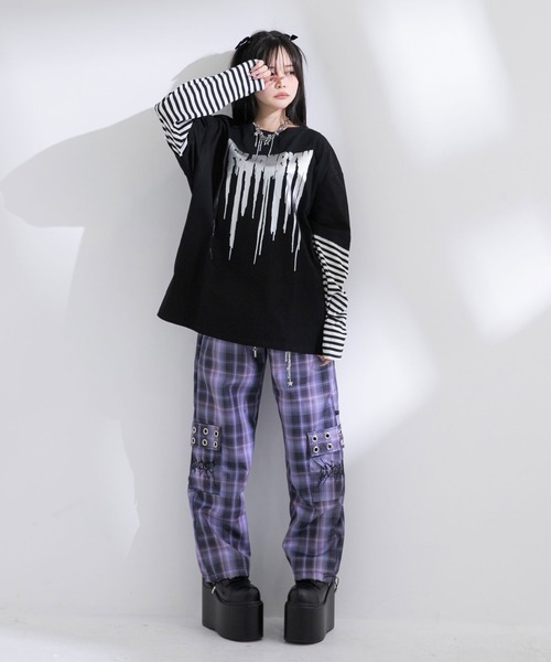 tシャツ ロゴボーダー長袖レイヤードカットソー レディース ロゴボーダー長袖レイヤードカットソー – レディース