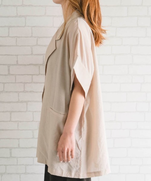 aquagarage（アクアガレージ）の「シアーテーラードジャケット（テーラードジャケット・レディース・ブラック/ベージュ/チャコール・FREE）」の5枚目の写真