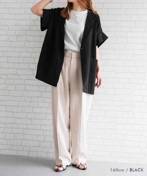 aquagarage（アクアガレージ）の「シアーテーラードジャケット（テーラードジャケット・レディース・ブラック/ベージュ/チャコール・FREE）」の9枚目の写真