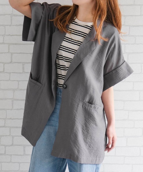 aquagarage（アクアガレージ）の「シアーテーラードジャケット（テーラードジャケット・レディース・ブラック/ベージュ/チャコール・FREE）」の11枚目の写真