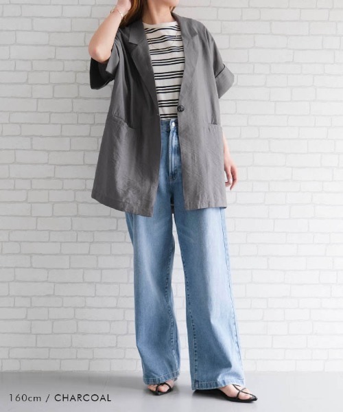 aquagarage（アクアガレージ）の「シアーテーラードジャケット（テーラードジャケット・レディース・ブラック/ベージュ/チャコール・FREE）」の13枚目の写真