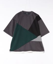 【Blue Standard/ブルースタンダード】接触冷感 COOLスムース フェイクレイヤード リラックスフィット切り替えデザインTシャツ