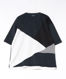 【Blue Standard/ブルースタンダード】接触冷感 COOLスムース フェイクレイヤード リラックスフィット切り替えデザインTシャツ