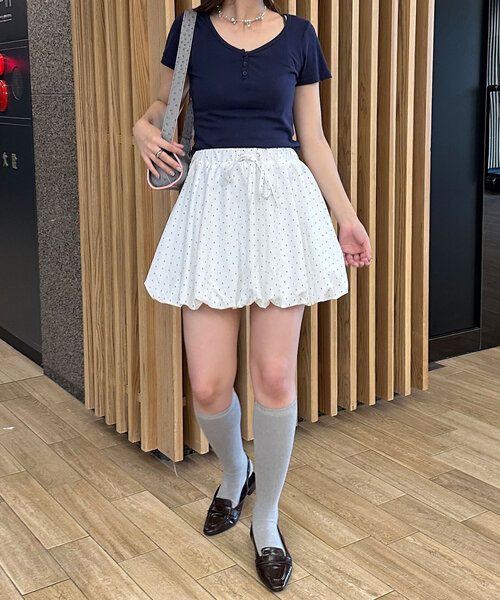 CIAOPANIC(チャオパニック)の「【WEB限定】ドットバルーンミニスカート(スカート・レディース・ブラック/ホワイト・ONE SIZE)」の4枚目の写真