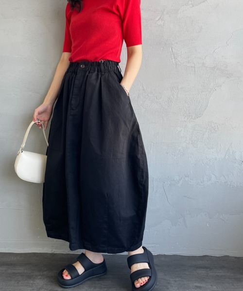 HARVESTY（ハーベスティ）の「[HARVESTY/ハーベスティ] チノクロス サーカス スカート（スカート・レディース・カーキ/ブラック・1）」の2枚目の写真