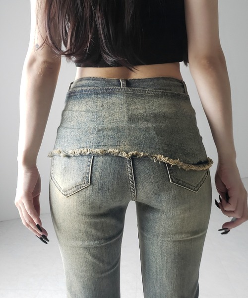 me+em select(ミームセレクト)の「【 3color / 4size 】ストラップリボンヴィンテージストレッチフレアデニム / strap ribbon vintage stretch flare denim(デニムパンツ・レディース・ブラック/ブルー/ダークブラック・SMALL/MEDIUM/LARGE/X-LARGE)」の21枚目の写真