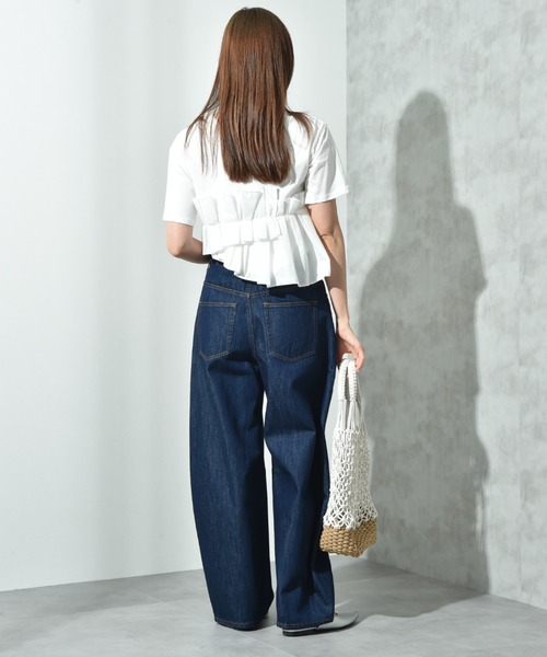 INTERPLANET（インタープラネット）の「カーブデニム（デニムパンツ・レディース・インディゴブルー/ブラック・マルチサイズ）」の5枚目の写真